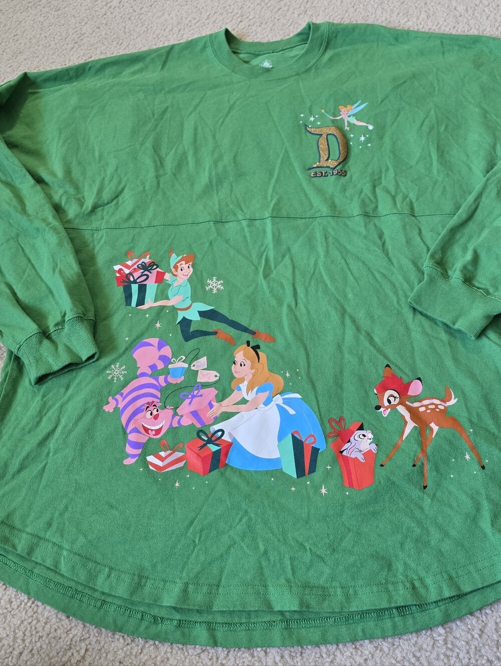 Disney Parks Classics Disneyland Holiday Greetings Spirit Jersey Green Adult NEW - Picture 2 of 15